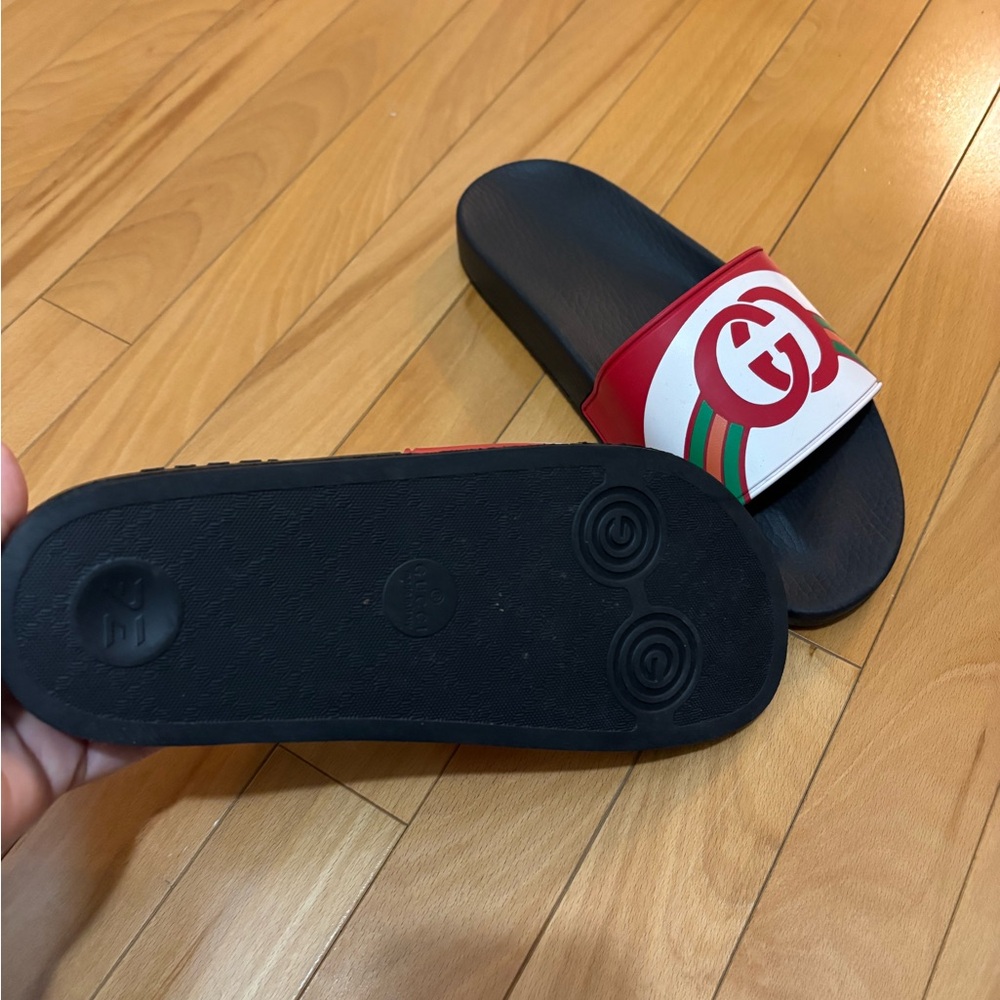 Gucci Black and Red Logo Slides